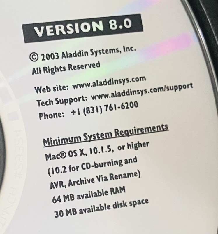 StuffIt Deluxe 8.0 Mac OS X CD Aladdin Systems Compression Utility gallery