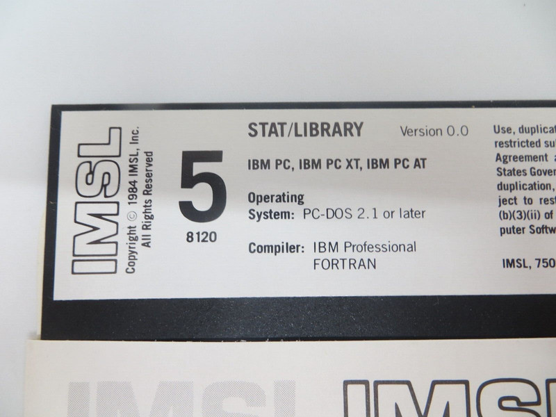 IMSL STAT/LIBRARY Version 0.0 5.25" Floppy Disks for IBM PC/XT/AT computers 1984 gallery