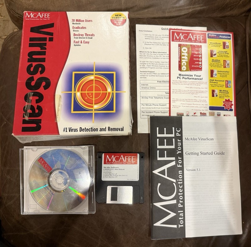 MCAFEE VIRUS SCAN Anti-Virus Scan Software Windows 95 98 ME 2000 NT Complete