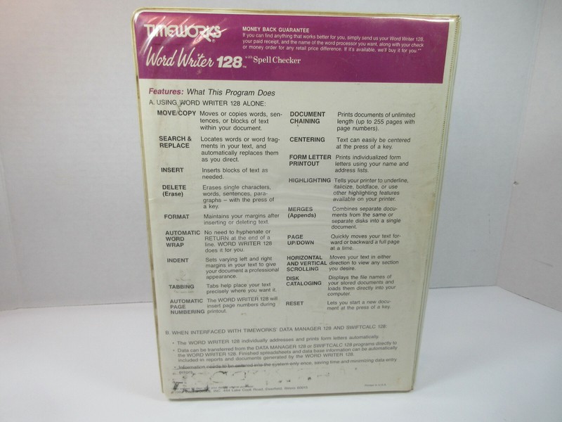 vintage 1982 Timeworks Word Writer software Commodore 128 manual floppy disks gallery