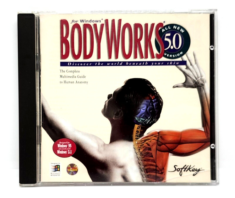 SOFTKEY BODY WORKS VER. 5.0 (CD-ROM, 1995) WINDOWS 3.1/95 ~ HUMAN ANATOMY GUIDE