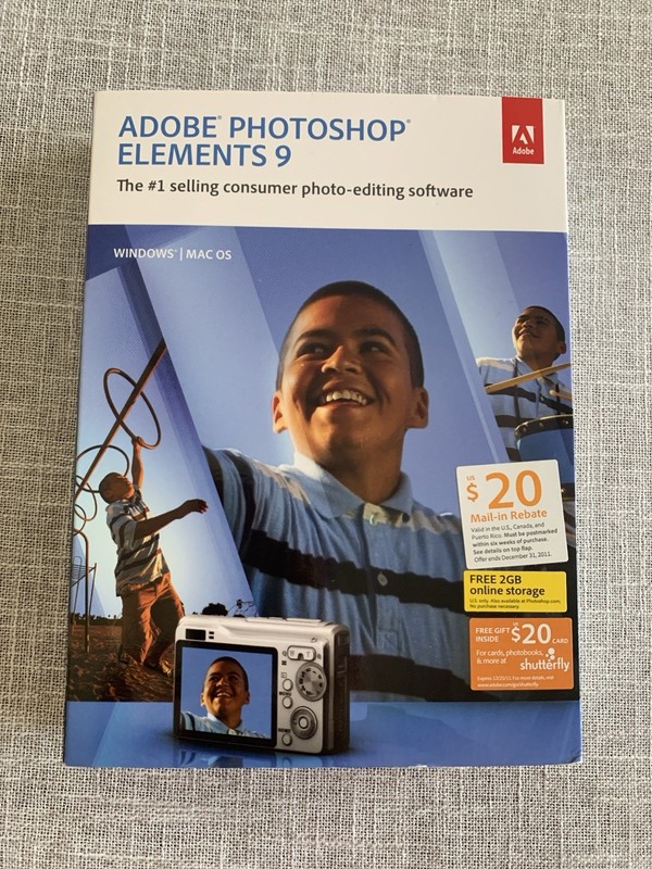 Adobe Photoshop Elements 9 (Win/Mac) 2-Discs, w/Serial Number