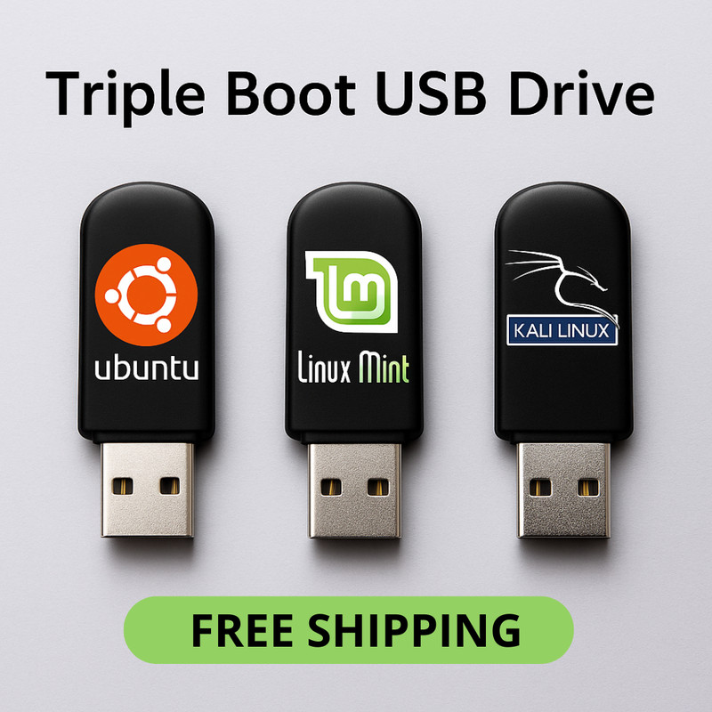 Lot of 3 Bootable USB Drives – Ubuntu, Linux Mint & Kali Linux | FREE SHIPPING