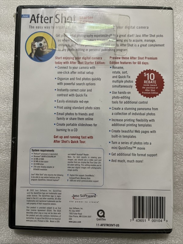 JASC After Shot Starter Edition (PC, Windows 98+, 2002) NEW SEALED Fraying gallery