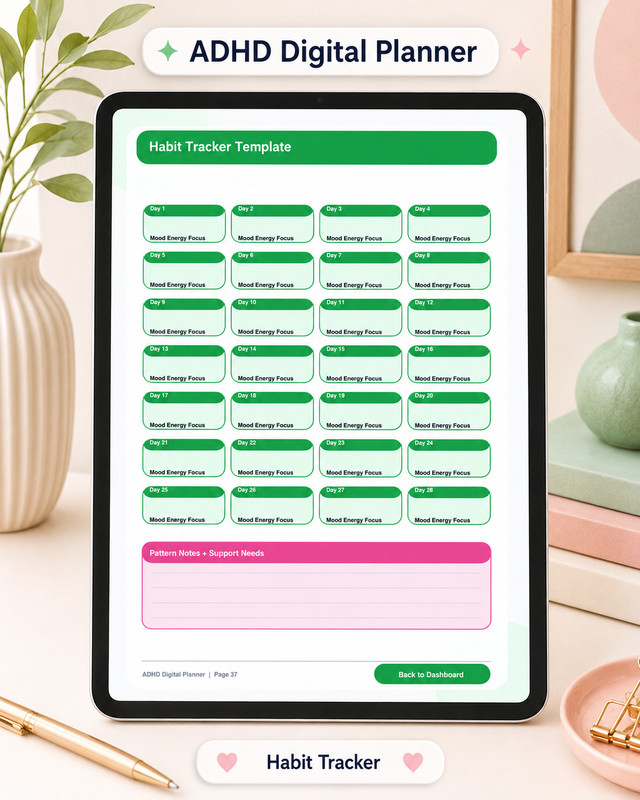 ADHD Digital Planner PDF GoodNotes iPad Planner Brain Dump Focus Habit Tracker gallery