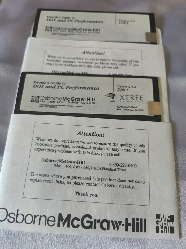 Dvoraks Guide To DOS and PC Performance 5.25″ Floppy Disks (2) Osborne McGraw