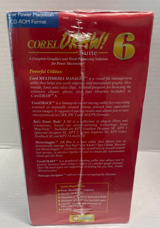 Corel Draw Suite 6 For Power Macintosh 3 Disc - Rare Vintage SEALED Mac Software gallery