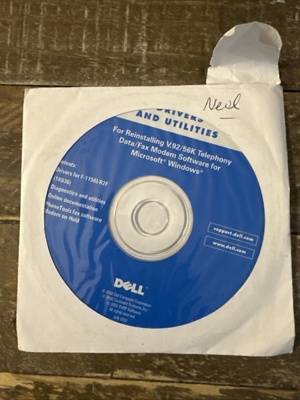 Dell Drivers & Utilities V.92/56k Telephony/Fax Modem Software PC Cd Rom