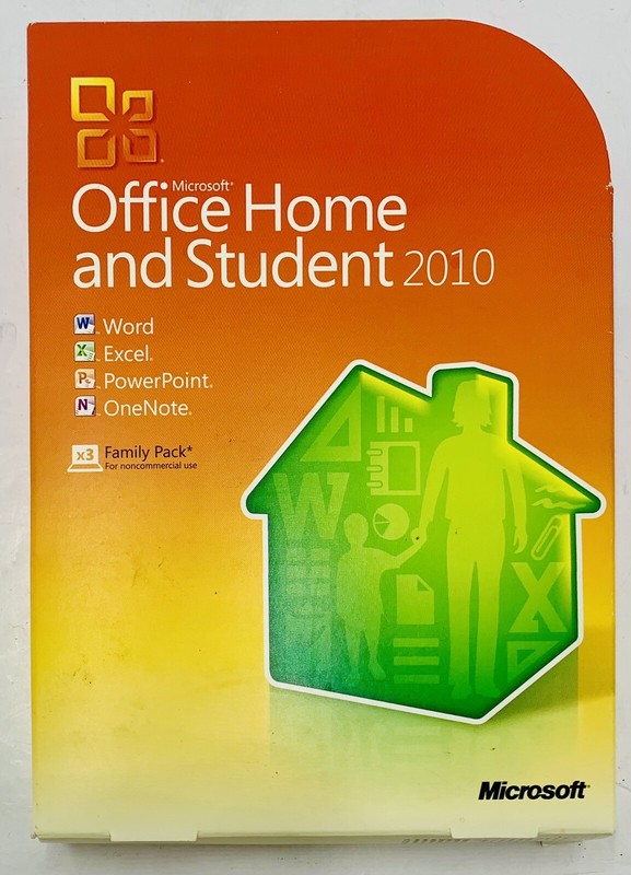 Microsoft Office 2010 Home and Student Family Pack Licensed For 3PCs=RETAIL BOX=