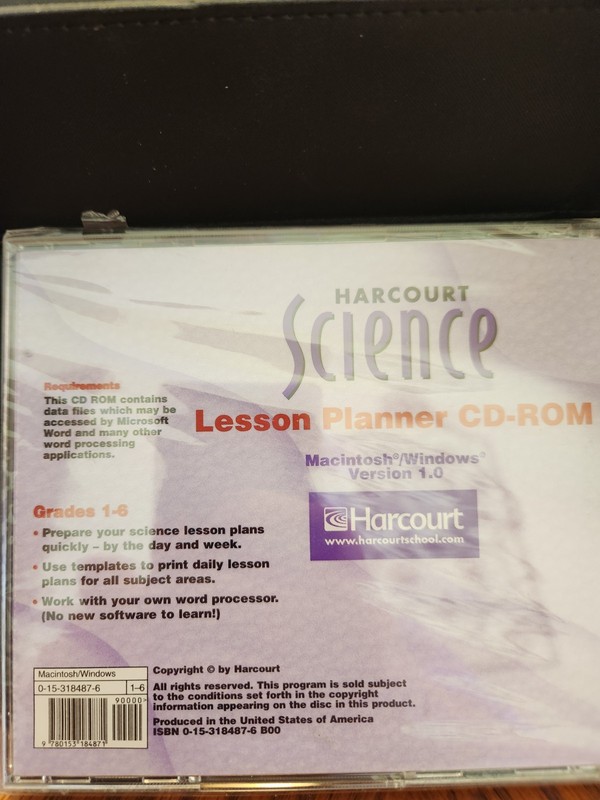 SCIENCE GRADE 1-6 Lesson Planner CD-ROM Harcourt Teacher Homeschool