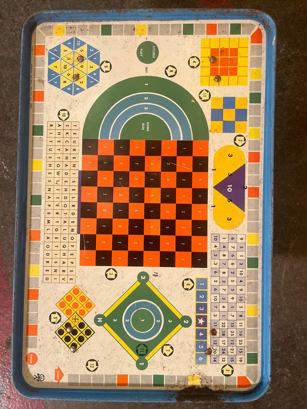 Vintage Metal Lap Serving Tray Game Pressman Toy Co.