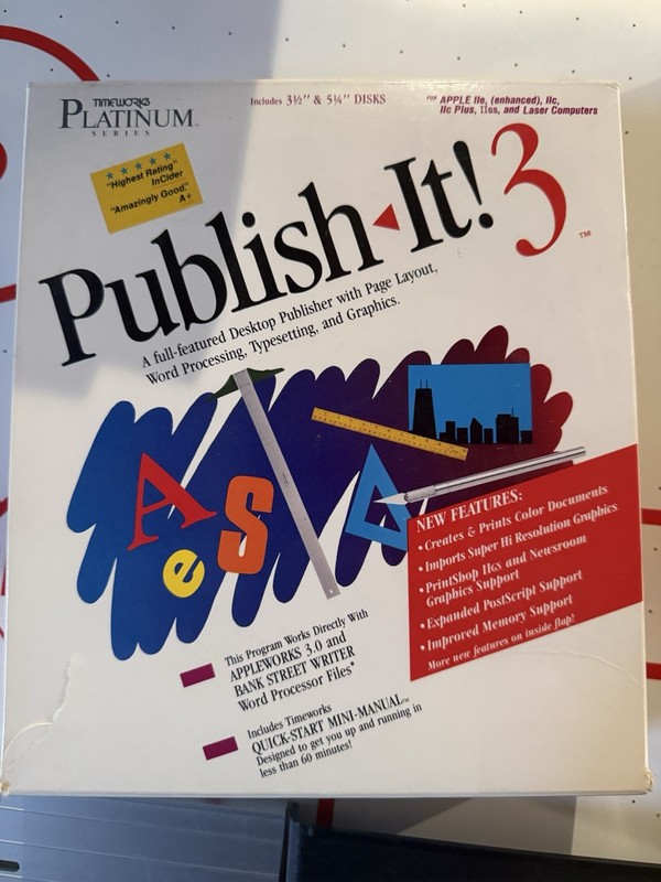 Timeworks Publish-It! desktop publishing for Apple IIc, 2GS, 2e In Box
