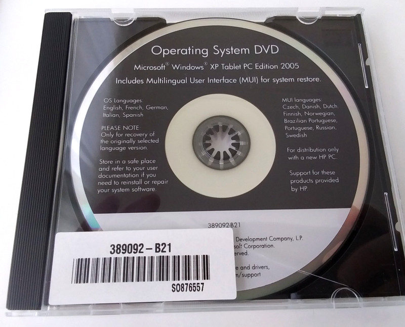 HP Microsoft Windows XP Tablet PC Ed 2005 Software DVDs Recovery Multibay WinDVD gallery