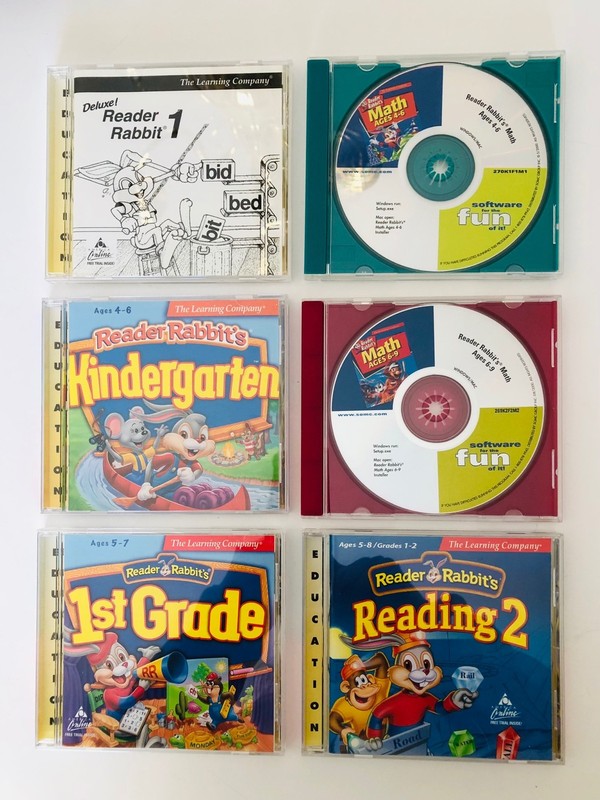 LOT OF 6 VTG PC MAC CDROM LEARNING COMPANY READER RABBIT Ages 3-9 1994-1997