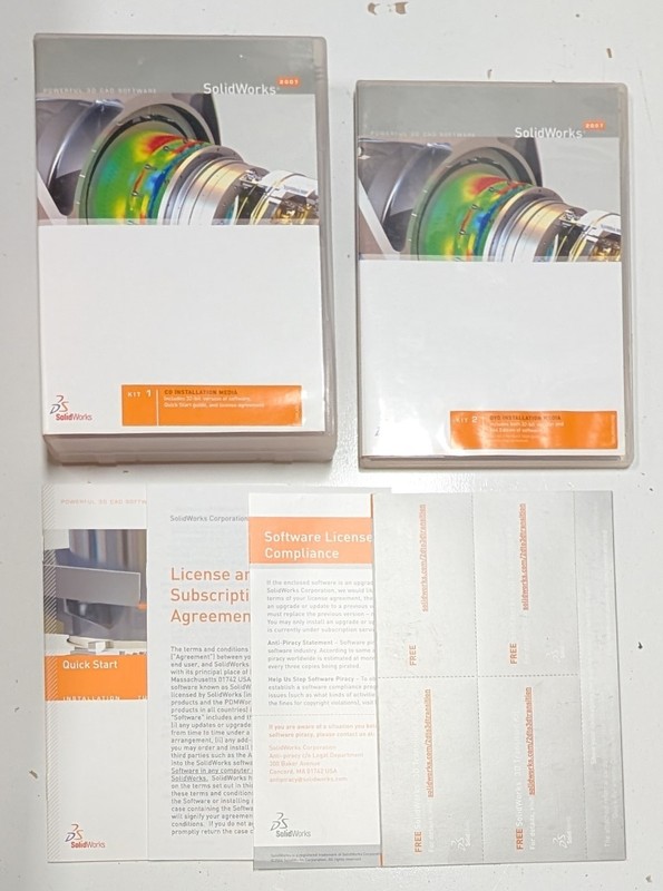 SolidWorks 2007 CD DVD Kit 1 & 2 Installation Media Software Kits with Manuals