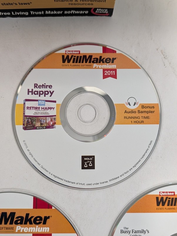 Quicken WillMaker PREMIUM 2011 - NOT COMPLETE - 4 Discs PC CD-ROM gallery