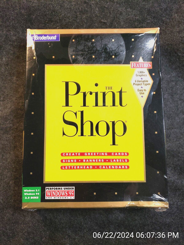 Broderbund The Print Shop WINDOWS 3.1/95 NEW SEALED vintage (C18B2)