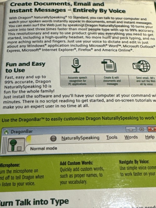 Nuance Dragon Naturally Speaking Standard Edition 10 Speech Recognition Software gallery