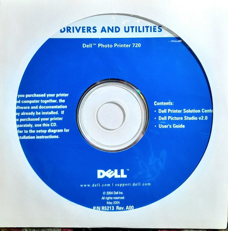 DELL DRIVERS&UTILITIES SOFTWARE CD-ROM FOR PHOTO PRINTER 720(P/N: R5213)YEAR2004