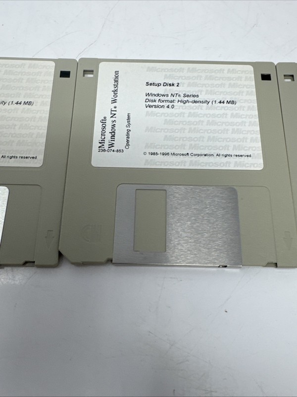 Vintage Microsoft Windows NT Workstation Version 4.0 3.5" Floppy Disks X 3 gallery