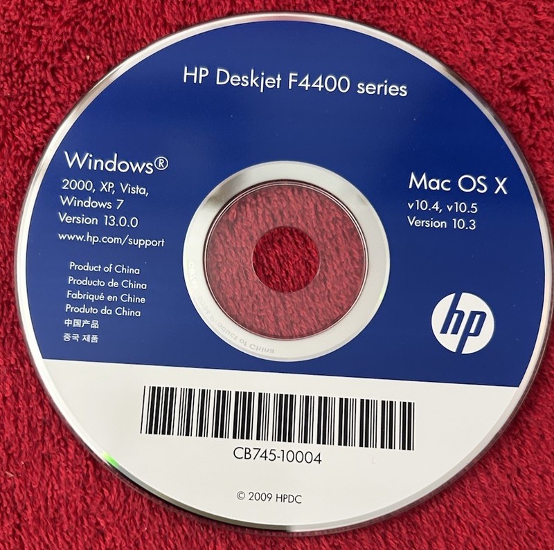 HP Deskjet F4400 Series Printer Software Installer CD Disc For Windows, Mac