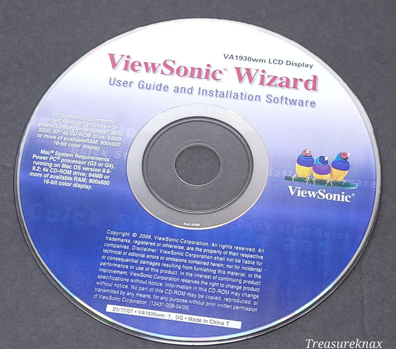 Wizard for ViewSonic Monitor VA1930 DISC ONLY User Guide & Installation Software