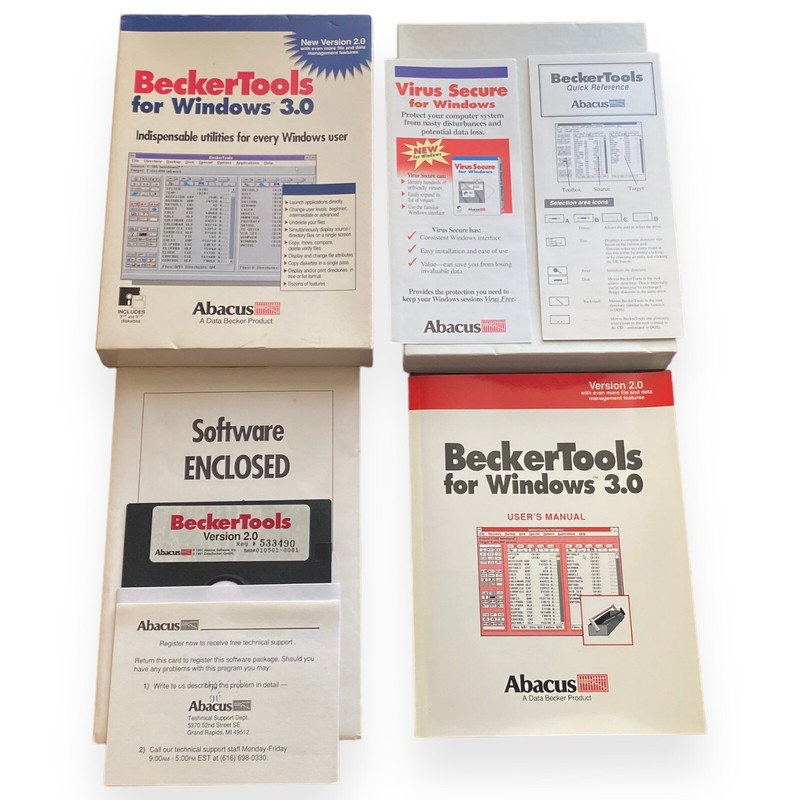 BeckerTools Version 2.0 – For Windows 3.0 – File & Data Management – 5 1/4” Disc