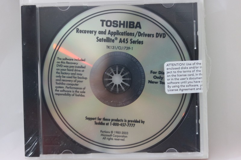 Sealed Toshiba Satellite A45 Recovery and Application Package 759-07504 gallery