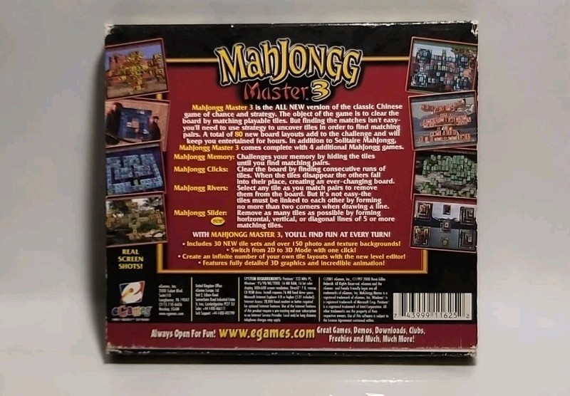MahJongg Master 3 PC Game CD-ROM for Windows 95/98/ME/2000 2003 6111 gallery