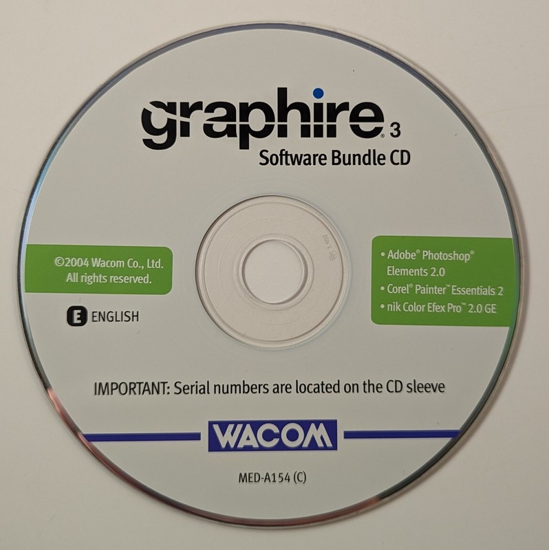 graphire 3 Software Bundle WACOM – No Serial Numbers – CD-ROM Disc Only