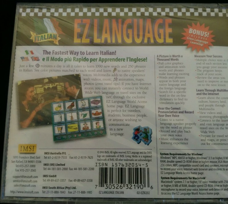 IMSI Italian EZ Language CD-ROM learn Italian 1996 NEW gallery