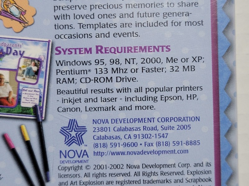Art Explosion Scrapbook Factory & Cumberland Family Tree Windows ME 2k XP CD-ROM gallery