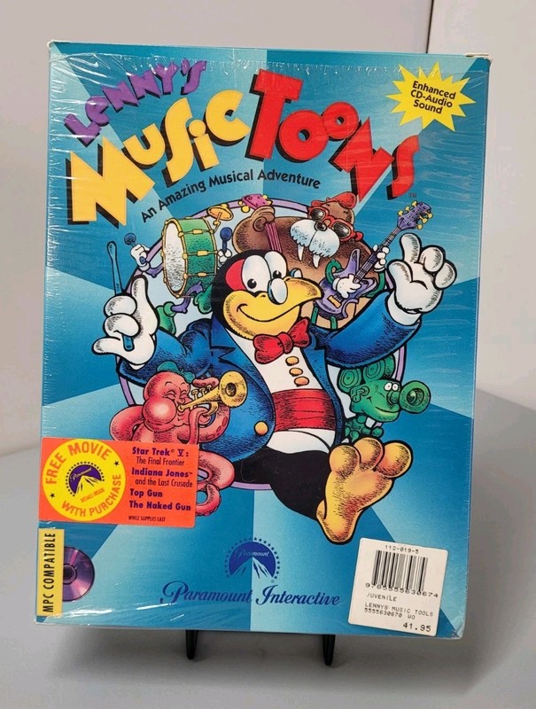 Vtg Lenny’s MusicToons PC CD-ROM IBM DOS Paramount Big Box VERY RARE – COMPLETE