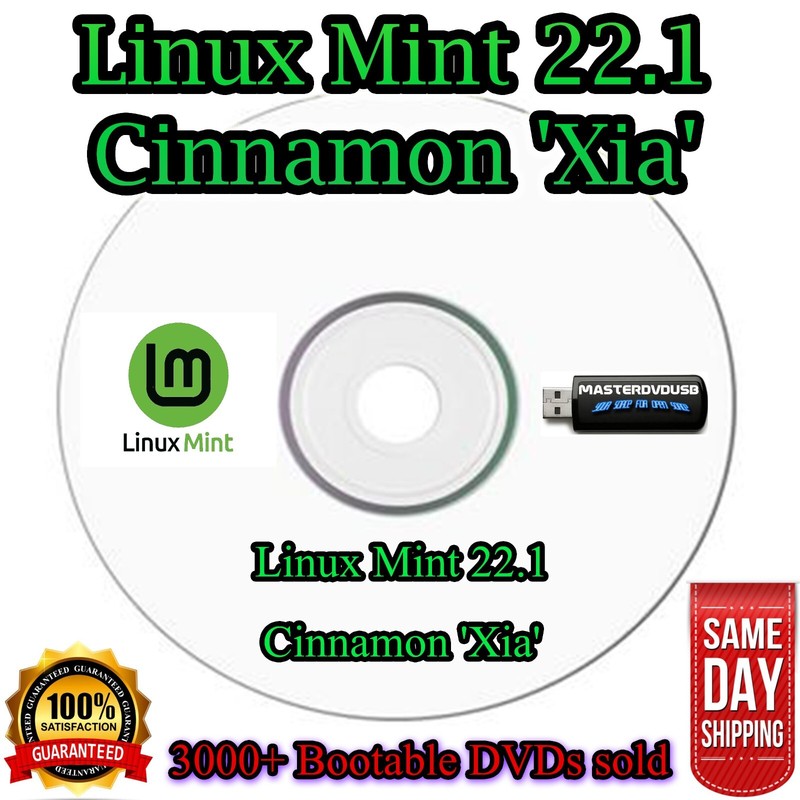 Linux Mint 22.1 Cinnamon ‘Xia’ Bootable DVD – Laser Printed Label, Same-Day CALI