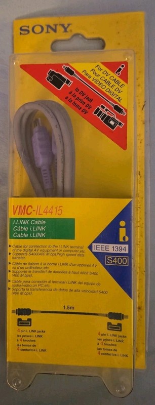 Sony VMC-IL4415 i.LINK Cable S400 Link DV Cable for Camcorder IEEE 1394 FireWire