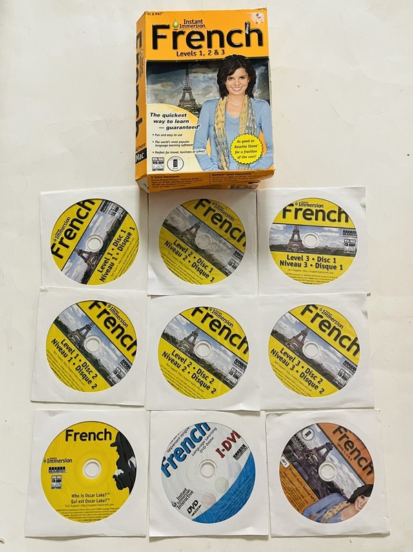 Topics Entertainment Instant Immersion French Levels 1, 2 & 3 for Pc/Mac 9 Discs
