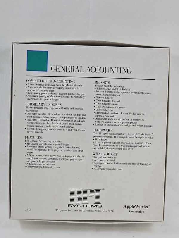 BPI Entry Series General Accounting Software for Apple Macintosh Vintage Floppy gallery
