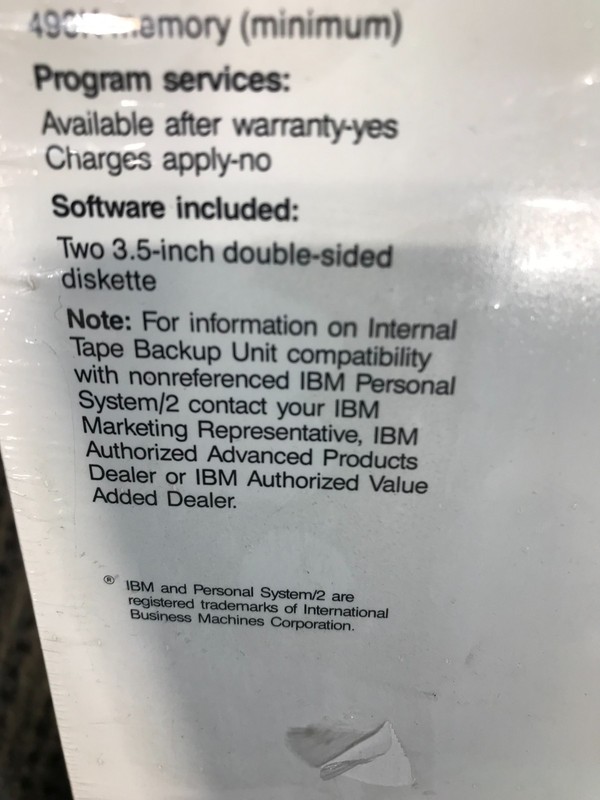 IBM Personal Internal Tape Backup Program Sealed 3.5 Diskettes OS/2 Version ** gallery
