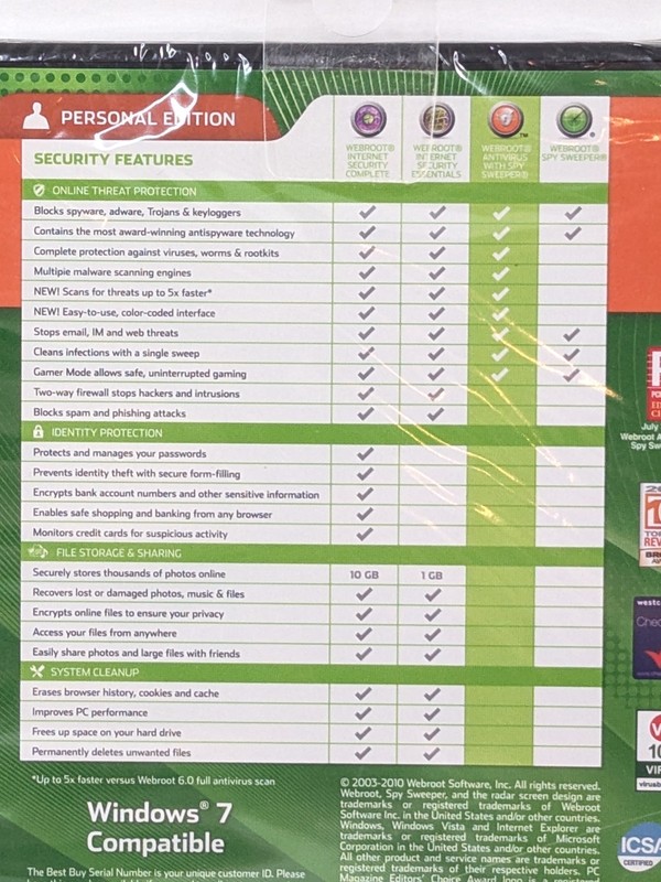 Webroot Personal Security Antivirus w/Spy Sweeper 2011 Personal Edition New gallery