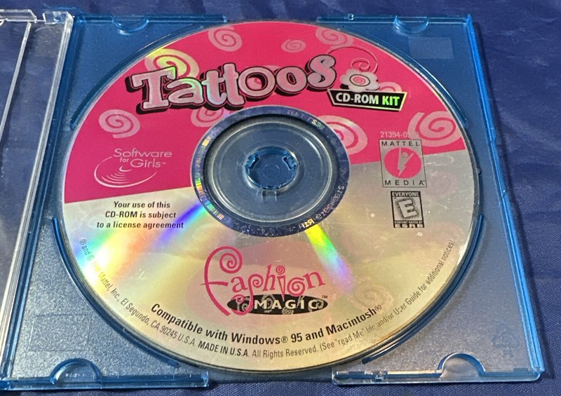 Tattoos CD-ROM Fashion Magic Software For Girls Mattel 1998 For Mac & Win HTF
