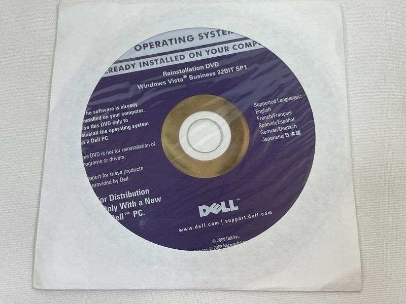 Dell Reinstallation DVD Microsoft Windows Vista Business 32BIT SP1 Software NEW