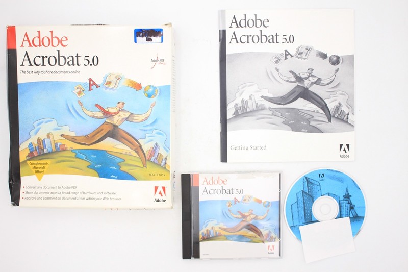 Adobe Acrobat 5.0 PDF Editor Creator FULL VERSION Windows RETRO Retail Box