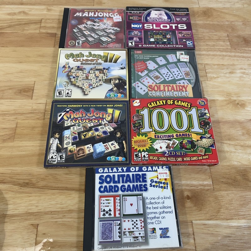 LOT OF 7 PC Games: Galaxy of Games +Various Arcade, Casino, Puzzles & Card Games