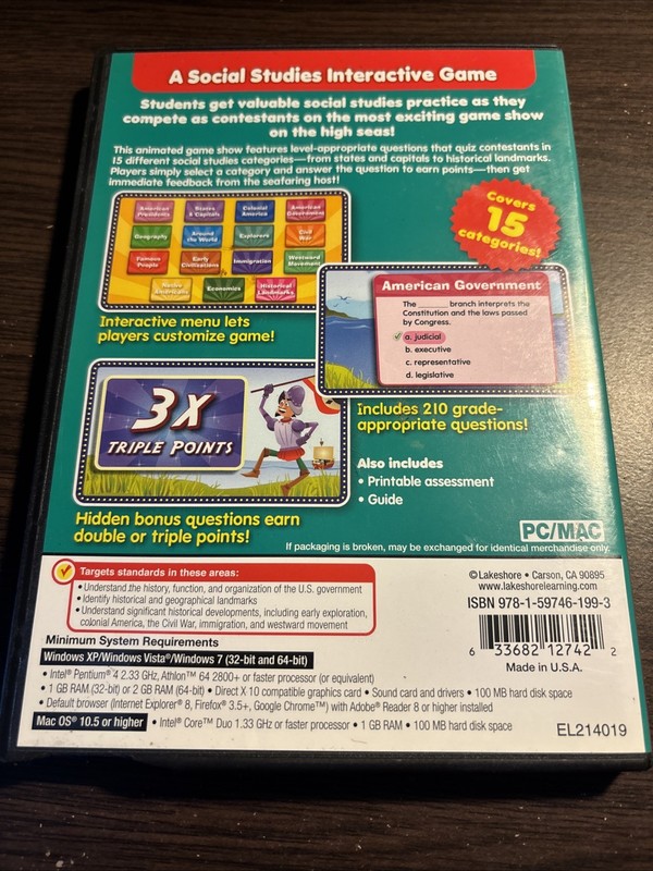 Social Studies Quiz: Game Show (2012) CD-ROM - Lakeshore - Grades 4-6 Education gallery