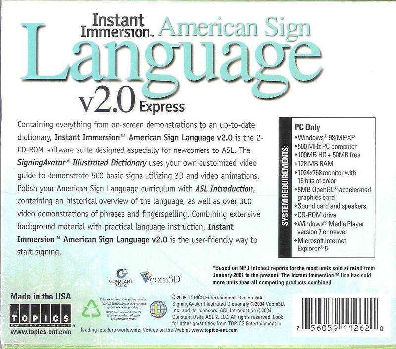 American Sign Language 2 CD ROM Set v2.0 Express Instant Immersion gallery