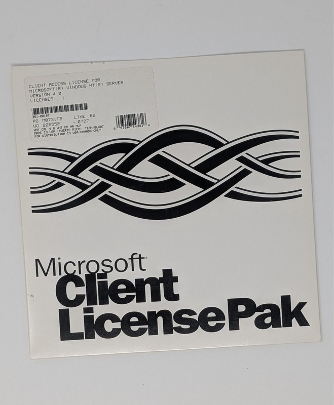 351-00187 Microsoft Windows NT Server 4.0 CAL 1 Client Access License – SEALED