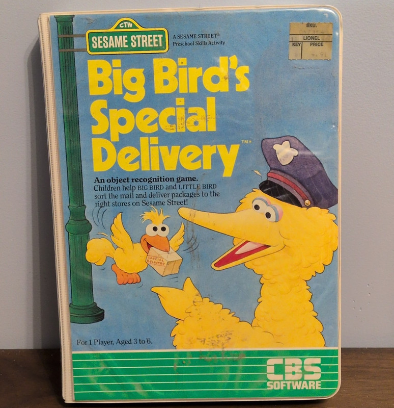 CBS Software Big Bird’s Special Delivery Apple II/C64 Cassette w/ Manual