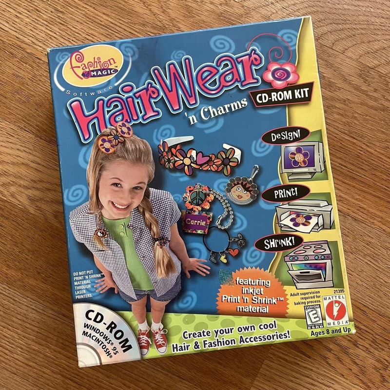 VTG PC/MAC CD-ROM Software Computer Game Hair Wear N Charms Fashion DIY