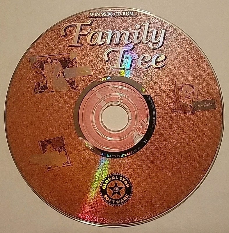 Family Tree Maker – Window 95/98 CD-Rom – Global Star Software – Loose CD Disc