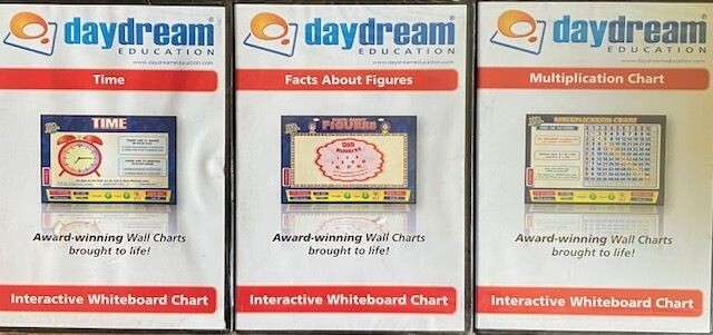 LOT of 3 DAYDREAM EDUCATION SOFTWARE Interactive White Board Charts MATH